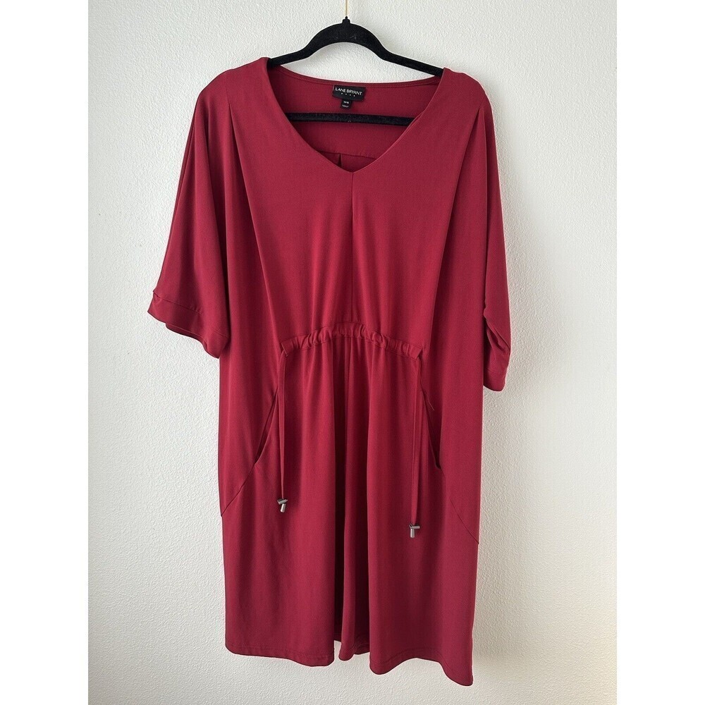 Lane Bryant Midi Dress Drawstring Moisture Wick V Neck 14/16